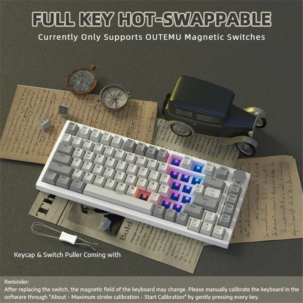ATTACK SHARK K85 Type-C Wired Mechanical Keyboard Wired 82 Keys Magnetic Switch RGB Gaming Keyboard - Grey - 7