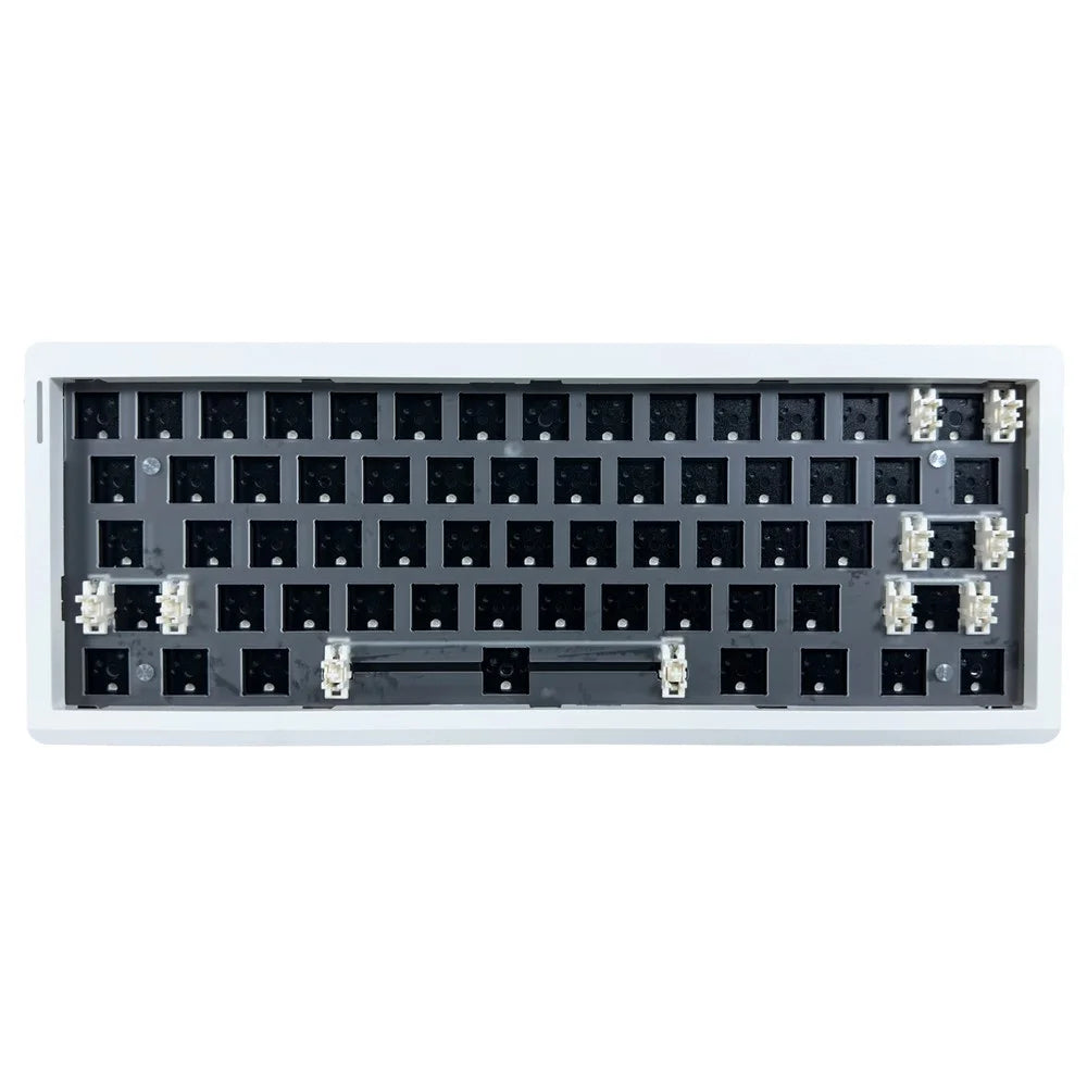 GMK61 Hot-Swappable RGB Wireless+USB Wired+Bluetooth-compatible Mechanical Keyboard Kit - White - 1