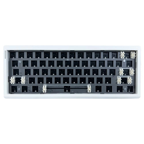 GMK61 Hot-Swappable RGB Wireless+USB Wired+Bluetooth-compatible Mechanical Keyboard Kit - White - 1