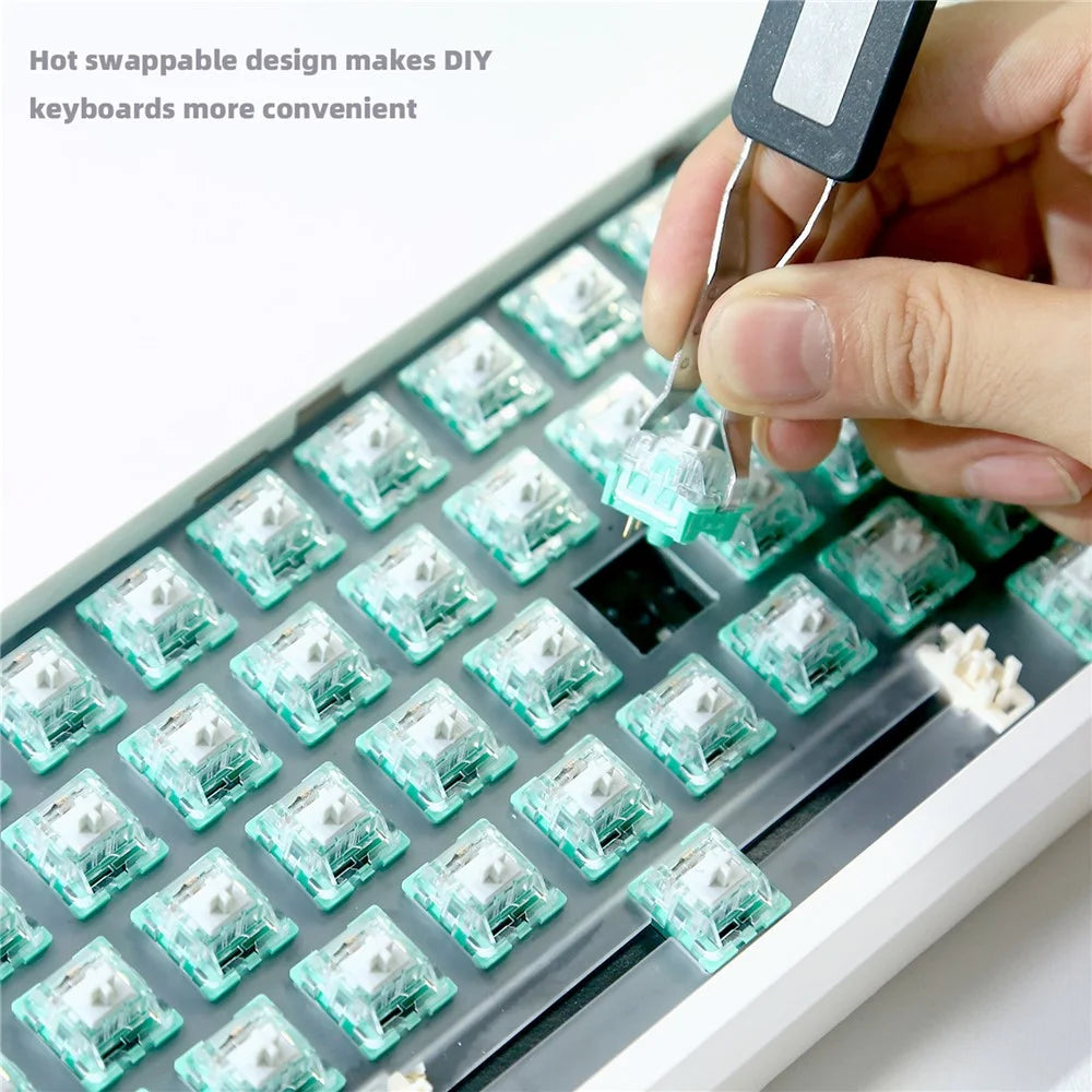 GMK61 Hot-Swappable RGB Wireless+USB Wired+Bluetooth-compatible Mechanical Keyboard Kit - White - 4
