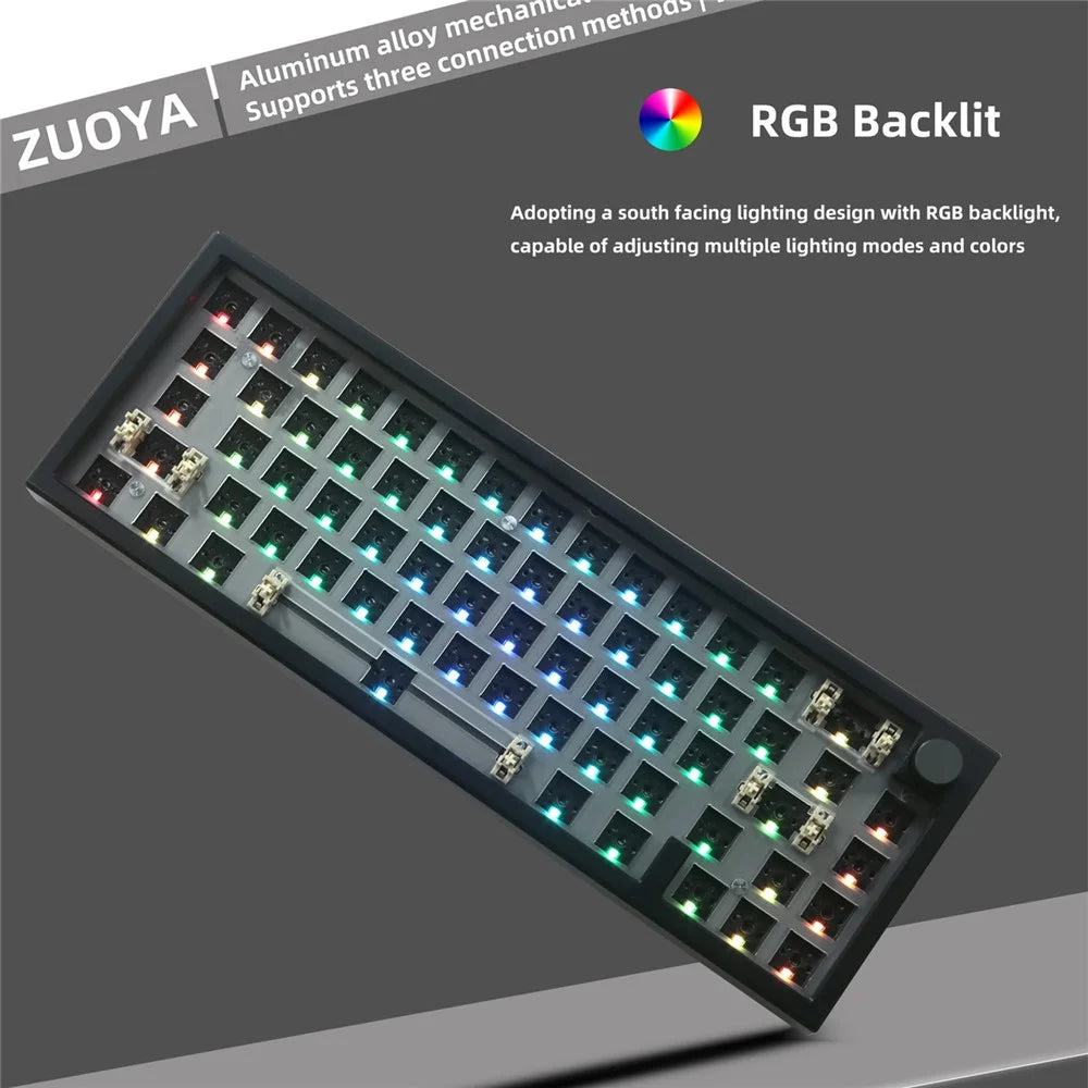 LMK66 Wireless+USB Wired+Bluetooth-compatible Mechanical Keyboard Kit with RGB Backlight - 4