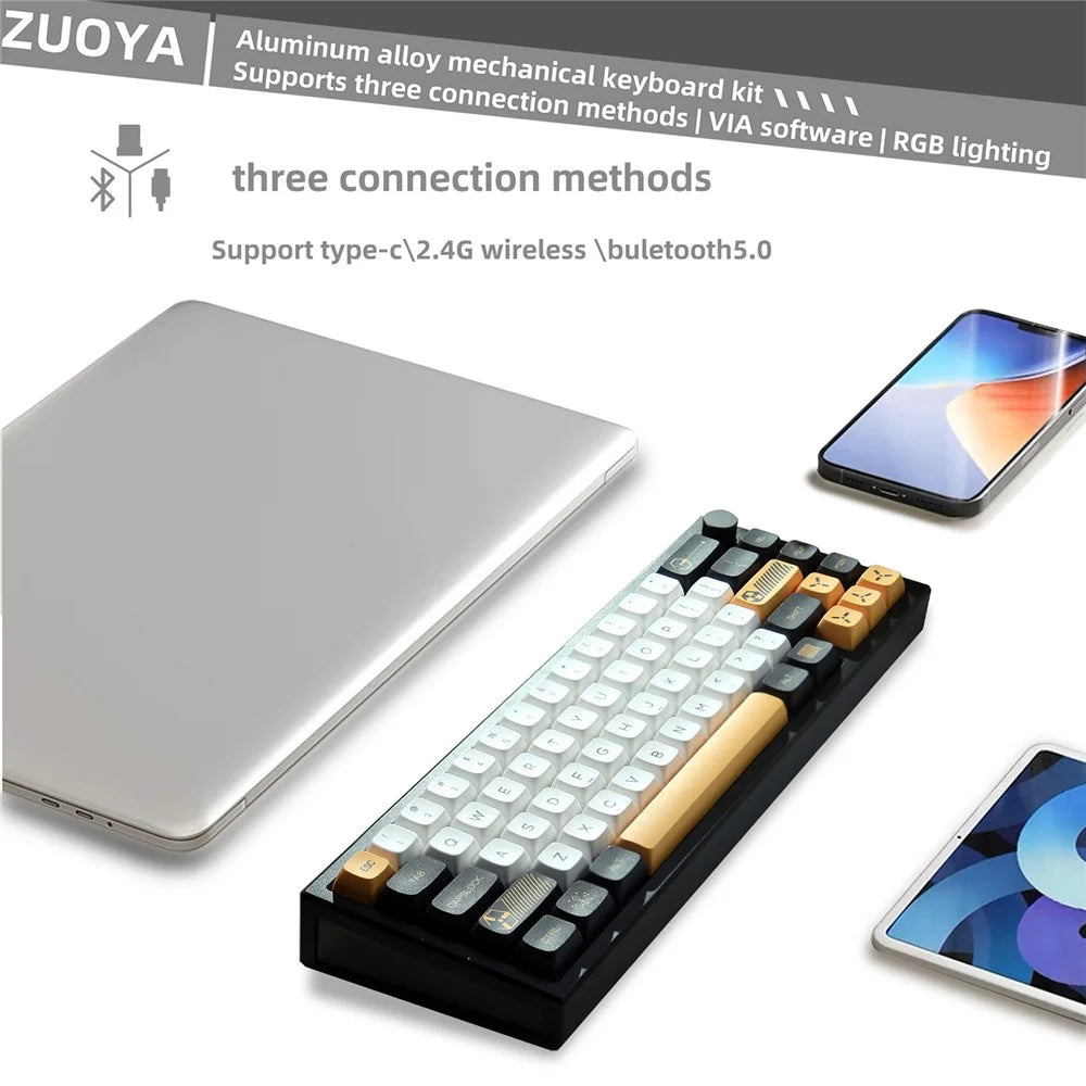 LMK66 Wireless+USB Wired+Bluetooth-compatible Mechanical Keyboard Kit with RGB Backlight - 5