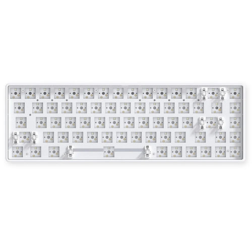 68-Key Hot Swappable Wireless+USB Wired+Bluetooth-compatible Mechanical Keyboard Kit - White - 1