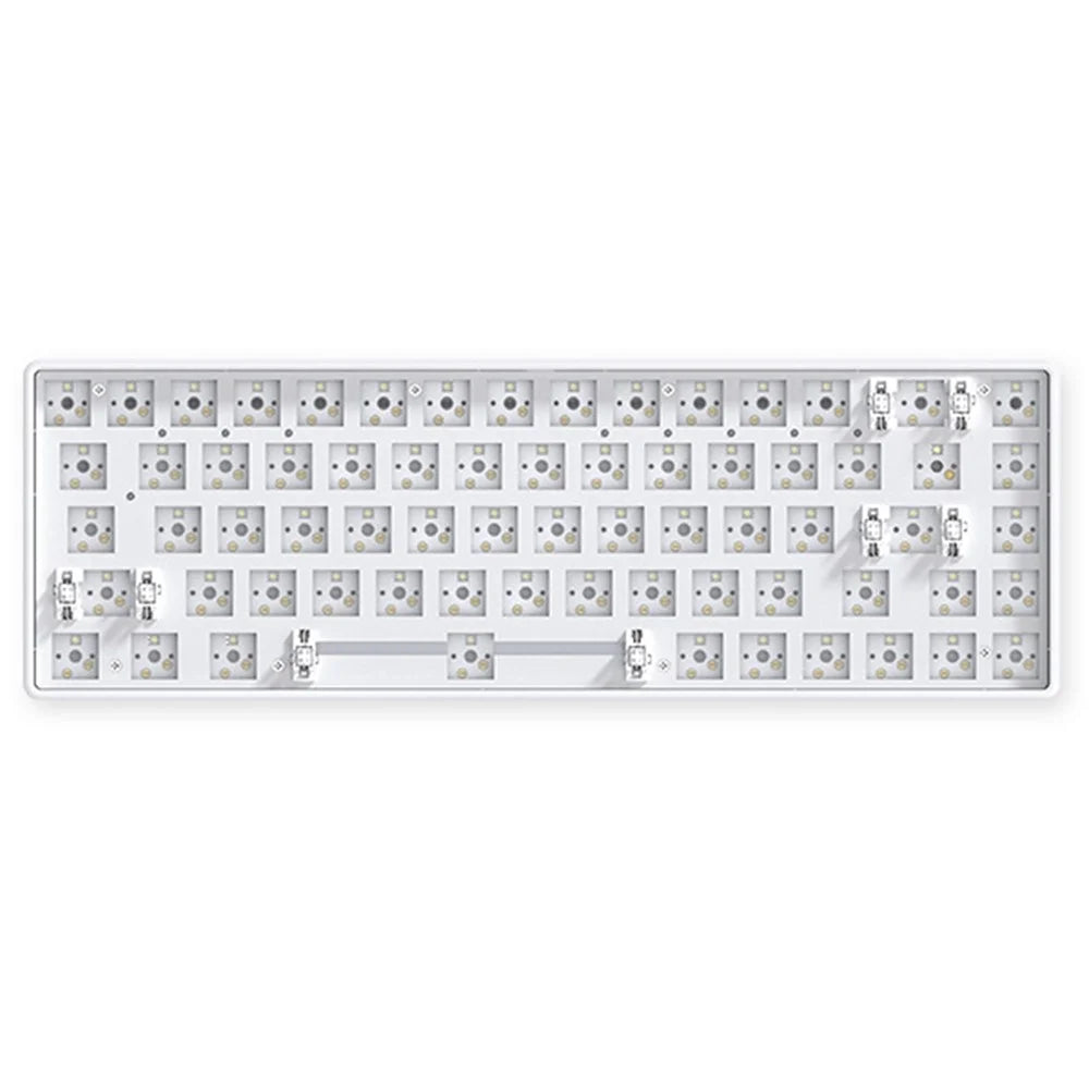 68-Key Hot Swappable Wireless+USB Wired+Bluetooth-compatible Mechanical Keyboard Kit - White - 1