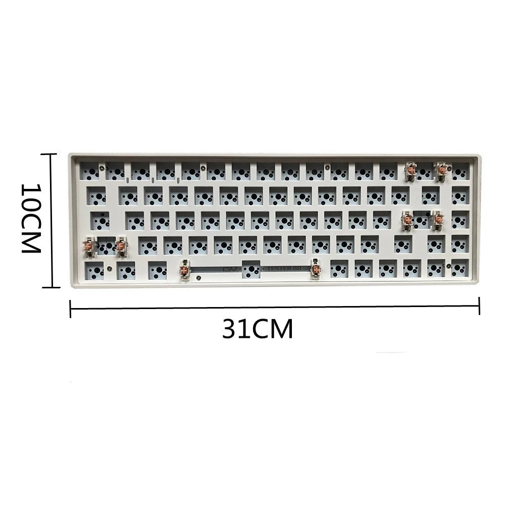 TESTER 68 Hot Swappable 2.4G Wireless+Bluetooth-compatible Mechanical Keyboard Kit - White - 4