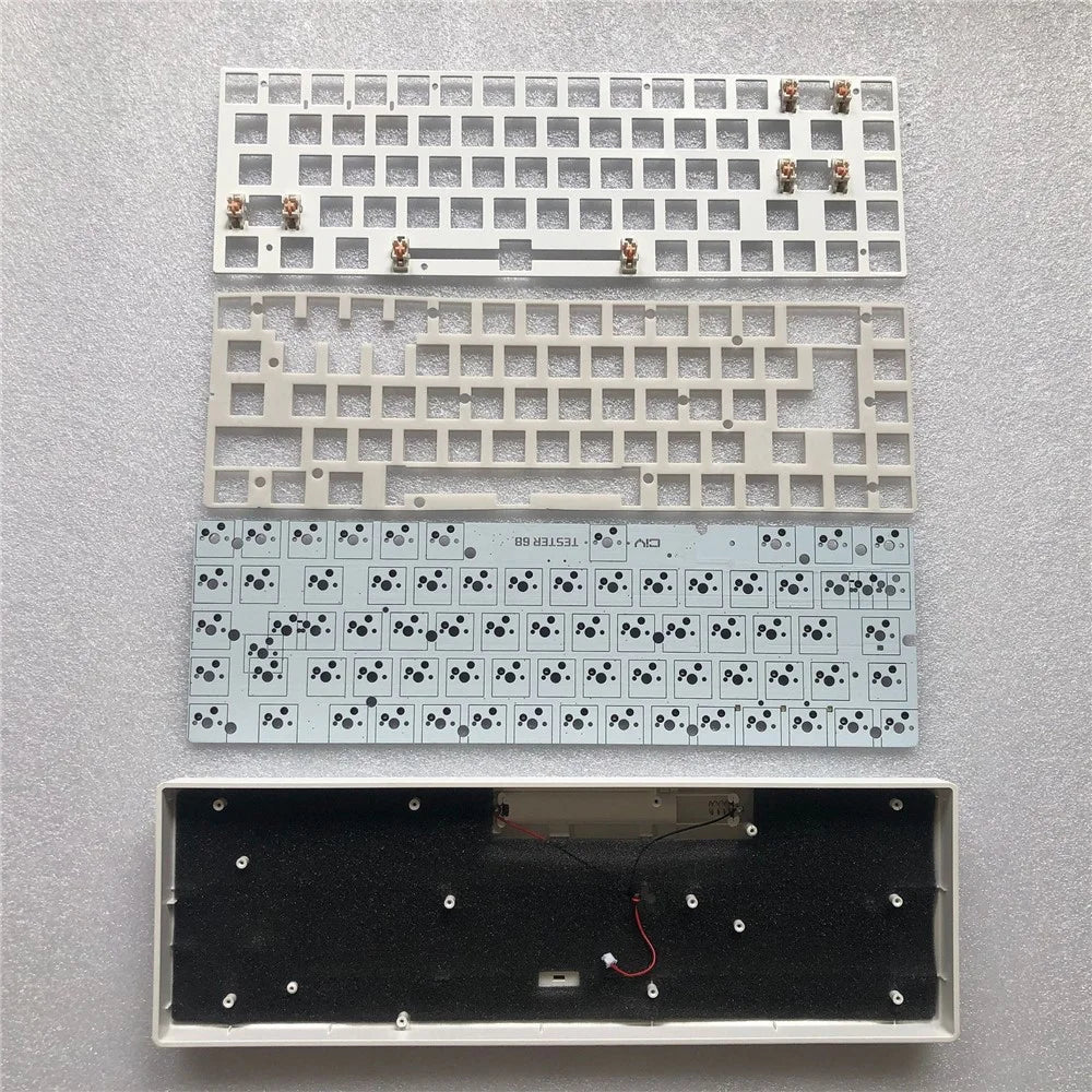 TESTER 68 Hot Swappable 2.4G Wireless+Bluetooth-compatible Mechanical Keyboard Kit - White - 5