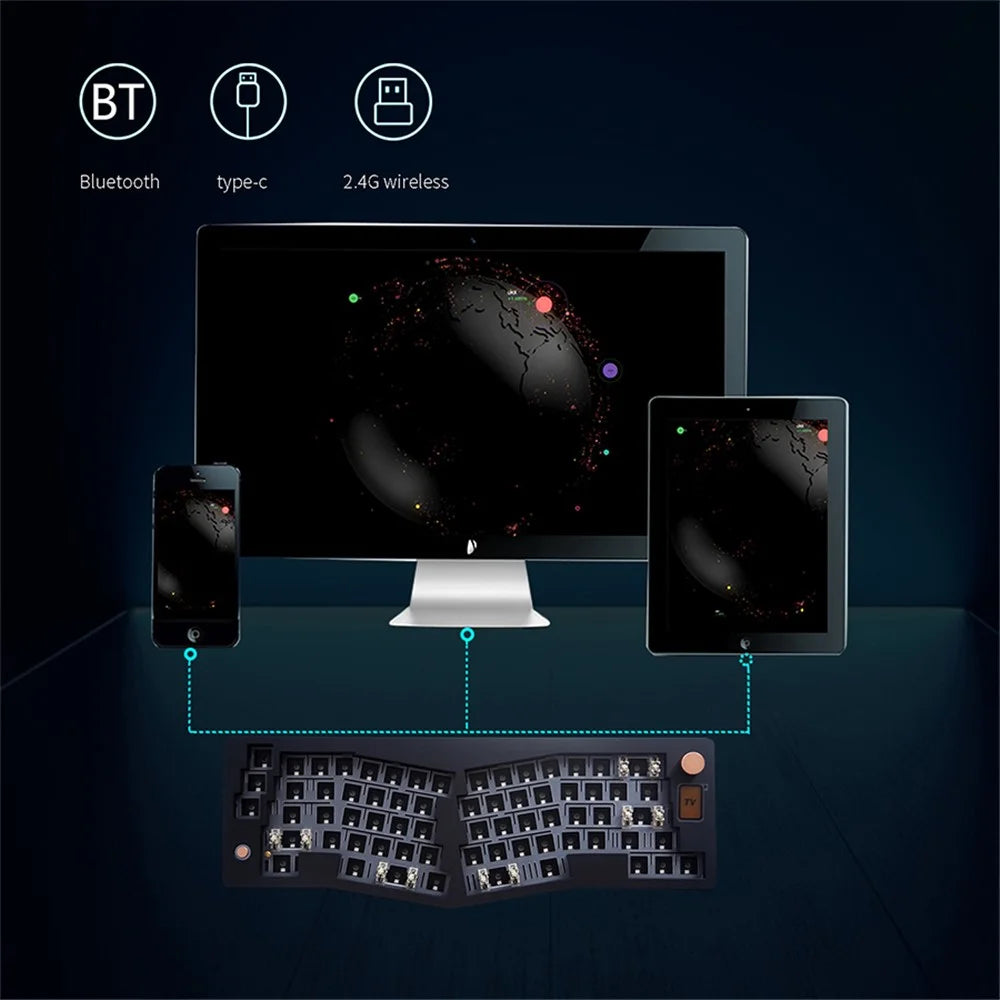 ABM066 2.4G Wireless+USB Wired+Bluetooth-compatible Mechanical Gasket-mount Keyboard Kit - Black - 3