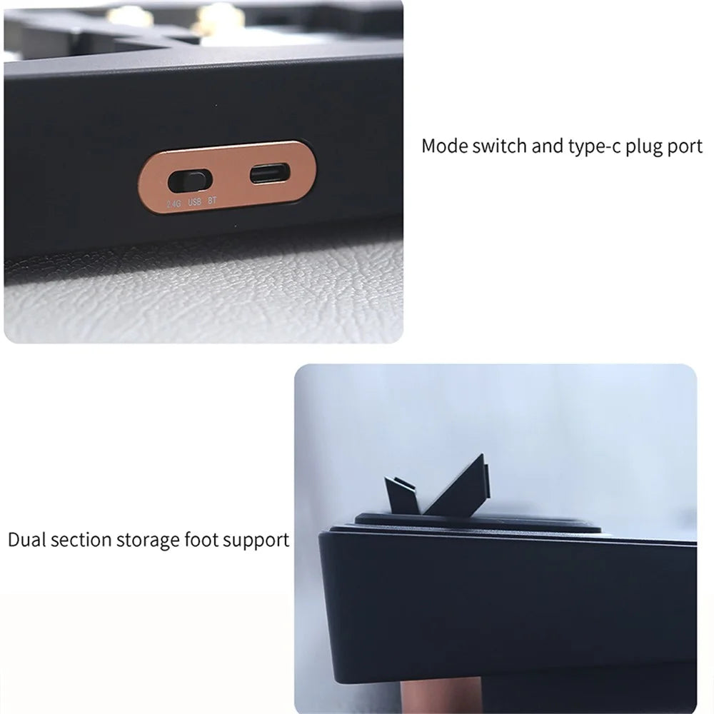 ABM066 2.4G Wireless+USB Wired+Bluetooth-compatible Mechanical Gasket-mount Keyboard Kit - Black - 4