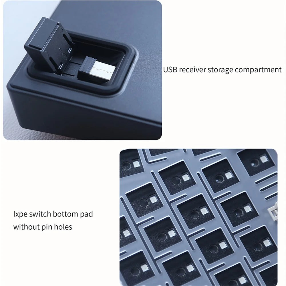 ABM066 2.4G Wireless+USB Wired+Bluetooth-compatible Mechanical Gasket-mount Keyboard Kit - Black - 5