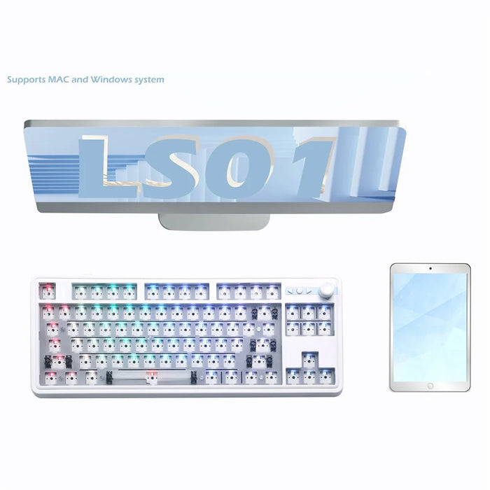 LS01 RGB Keyboard Kit Hot Swap Bluetooth+USB-C Wired+2.4G Wireless Mechanical Keyboard - 4