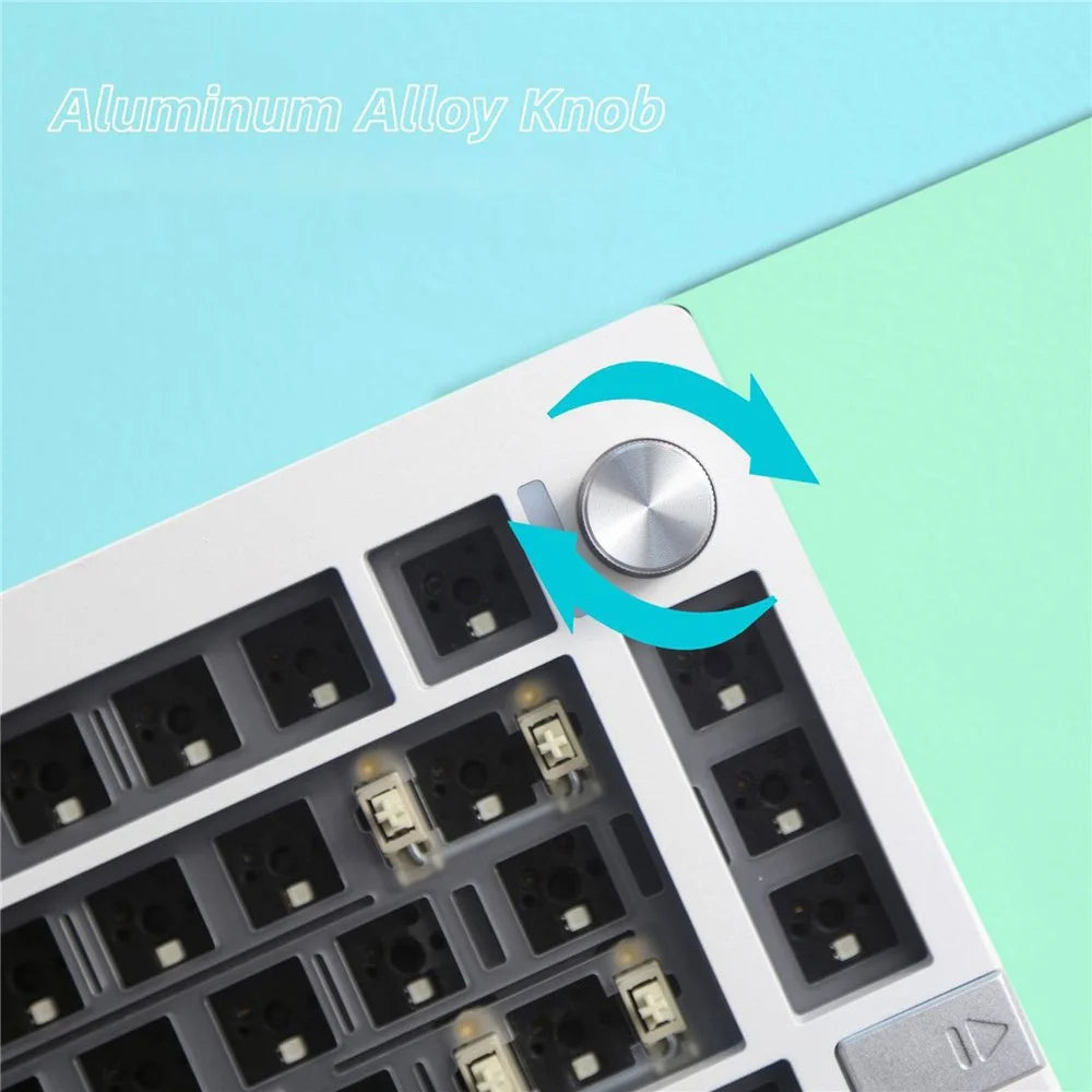 LMK81 RGB Backlight Wireless+USB Wired+Bluetooth-compatible Mechanical Keyboard Kit with Volume Knob - 3