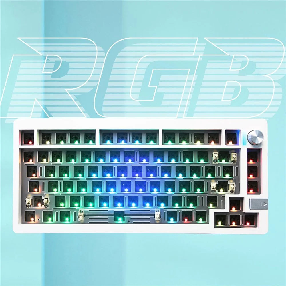 LMK81 RGB Backlight Wireless+USB Wired+Bluetooth-compatible Mechanical Keyboard Kit with Volume Knob - 4