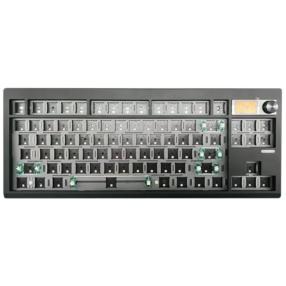 GMK87 RGB Hot Swap Wireless+USB Wired+Bluetooth-compatible Mechanical Keyboard Kit with Volume Knob - Black - 1
