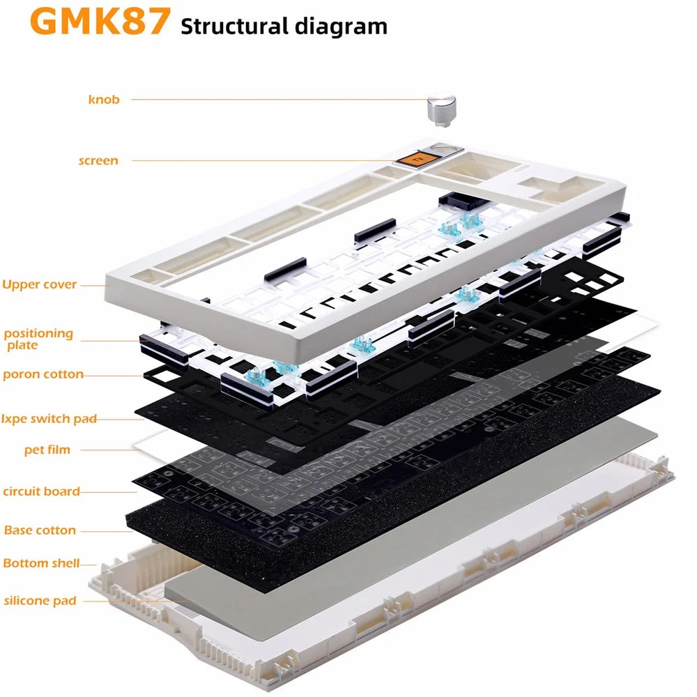 GMK87 RGB Hot Swap Wireless+USB Wired+Bluetooth-compatible Mechanical Keyboard Kit with Volume Knob - Black - 2