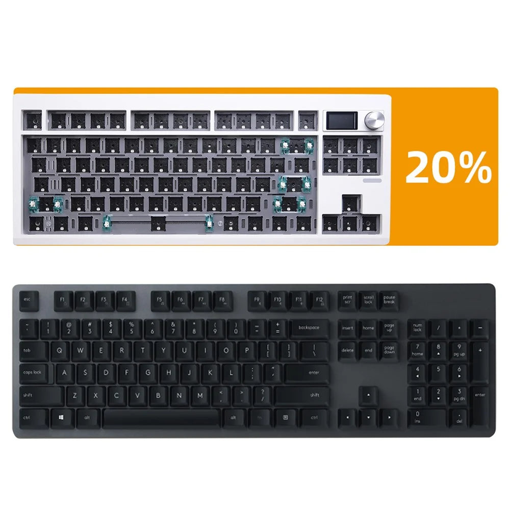 GMK87 RGB Hot Swap Wireless+USB Wired+Bluetooth-compatible Mechanical Keyboard Kit with Volume Knob - Black - 3