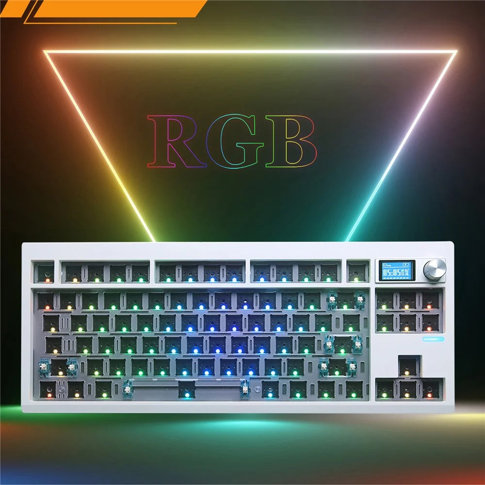 GMK87 RGB Hot Swap Wireless+USB Wired+Bluetooth-compatible Mechanical Keyboard Kit with Volume Knob - Black - 6