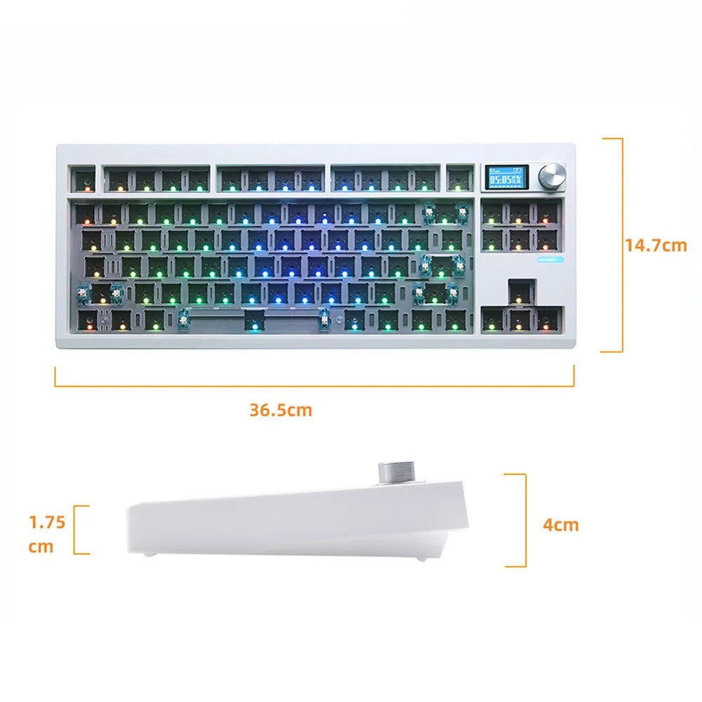 GMK87 RGB Hot Swap Wireless+USB Wired+Bluetooth-compatible Mechanical Keyboard Kit with Volume Knob - Black - 7