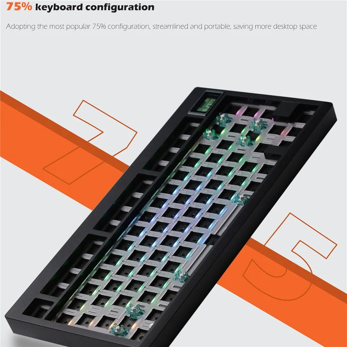 GMK81 RGB Backlight Hot Swappable Wireless+USB-C Wired+Bluetooth-compatible Mechanical Keyboard Kit - Black - 2