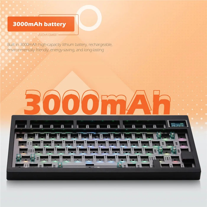 GMK81 RGB Backlight Hot Swappable Wireless+USB-C Wired+Bluetooth-compatible Mechanical Keyboard Kit - Black - 3