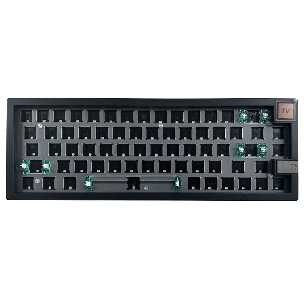 GMK67-S Hot Swappable Wireless+Wired+Bluetooth-compatible Keyboard Kit with Screen, RGB Backlight - Black - 1