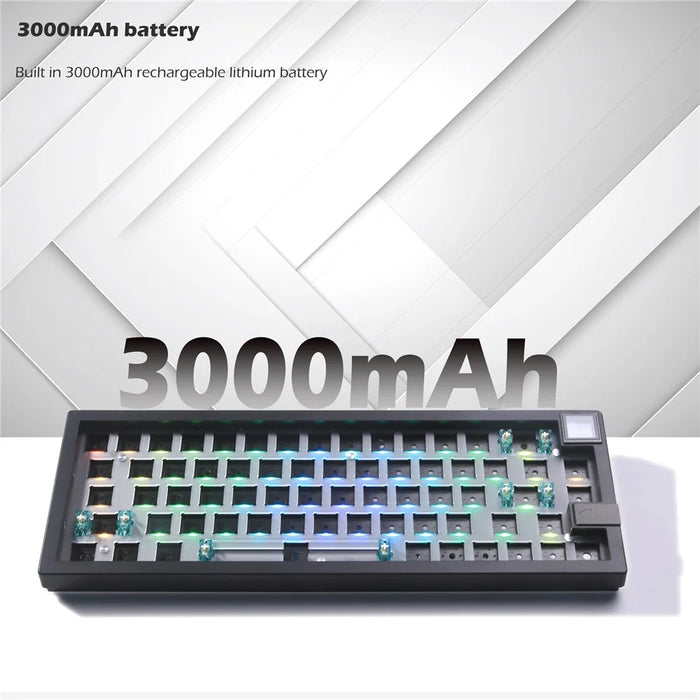 GMK67-S Hot Swappable Wireless+Wired+Bluetooth-compatible Keyboard Kit with Screen, RGB Backlight - Black - 2