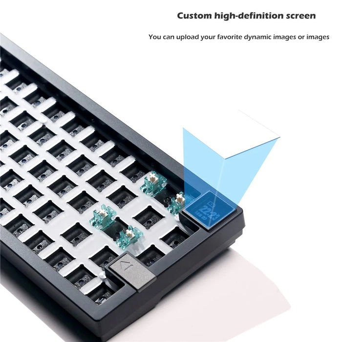 GMK67-S Hot Swappable Wireless+Wired+Bluetooth-compatible Keyboard Kit with Screen, RGB Backlight - Black - 5