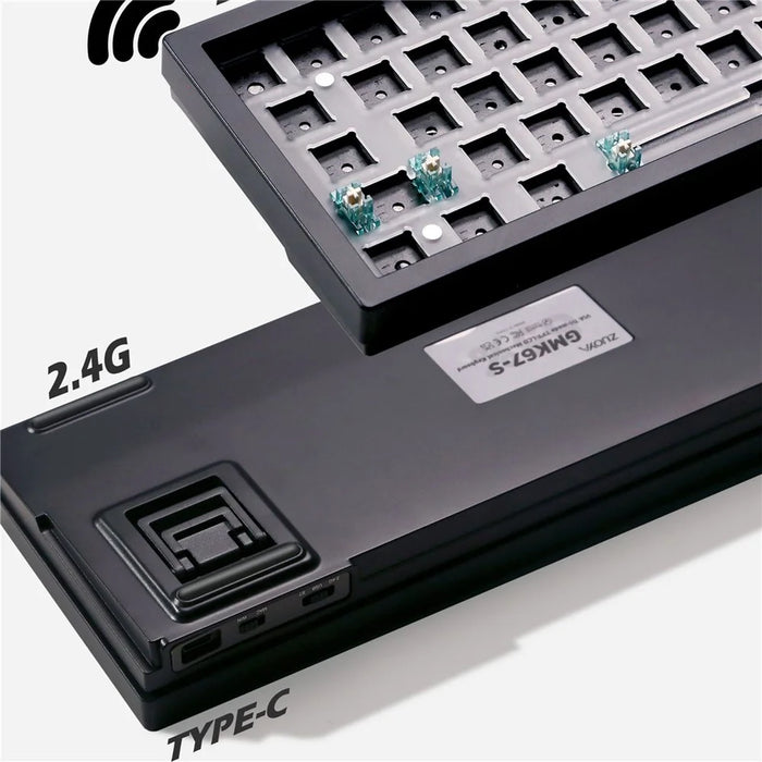 GMK67-S Hot Swappable Wireless+Wired+Bluetooth-compatible Keyboard Kit with Screen, RGB Backlight - Black - 6