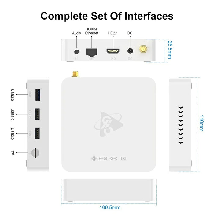 H96 Max M12 8K Ultra HD Android TV Box 8GB RAM 128GB ROM WiFi6 BT5.4 Media Player - US Plug - 7