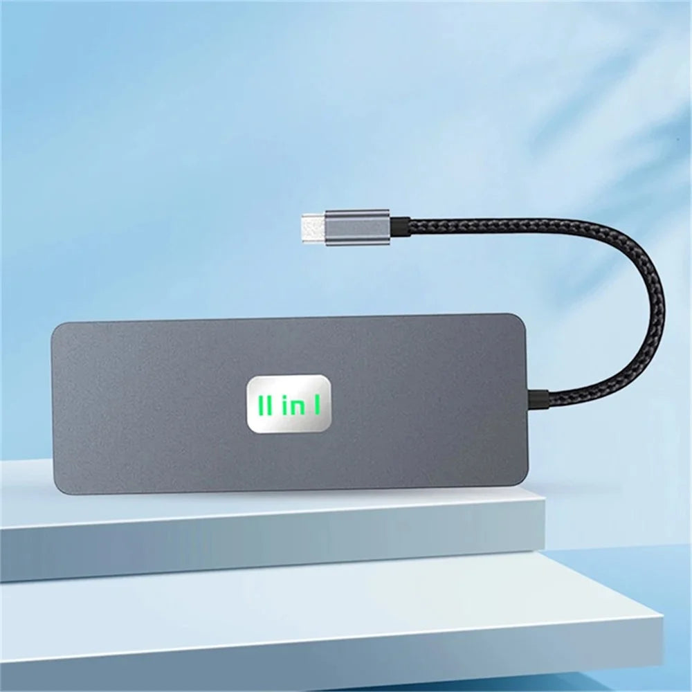 2309 Type-C to 11-Port USB Hub 4K 60Hz HD Screen Mirroring Gigabit Ethernet Adapter Laptop Tablet Docking Station - 5