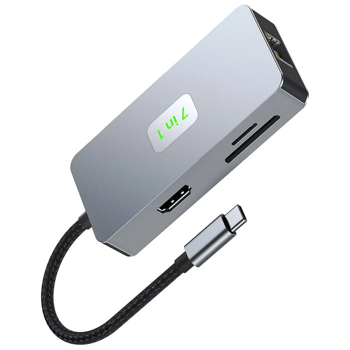 2402 Multi-Port Type-C Hub Adapter to 2xUSB 3.2+HD+2xCard Reader+PD 100W+RJ45 2.5Gbps Ethernet - 2
