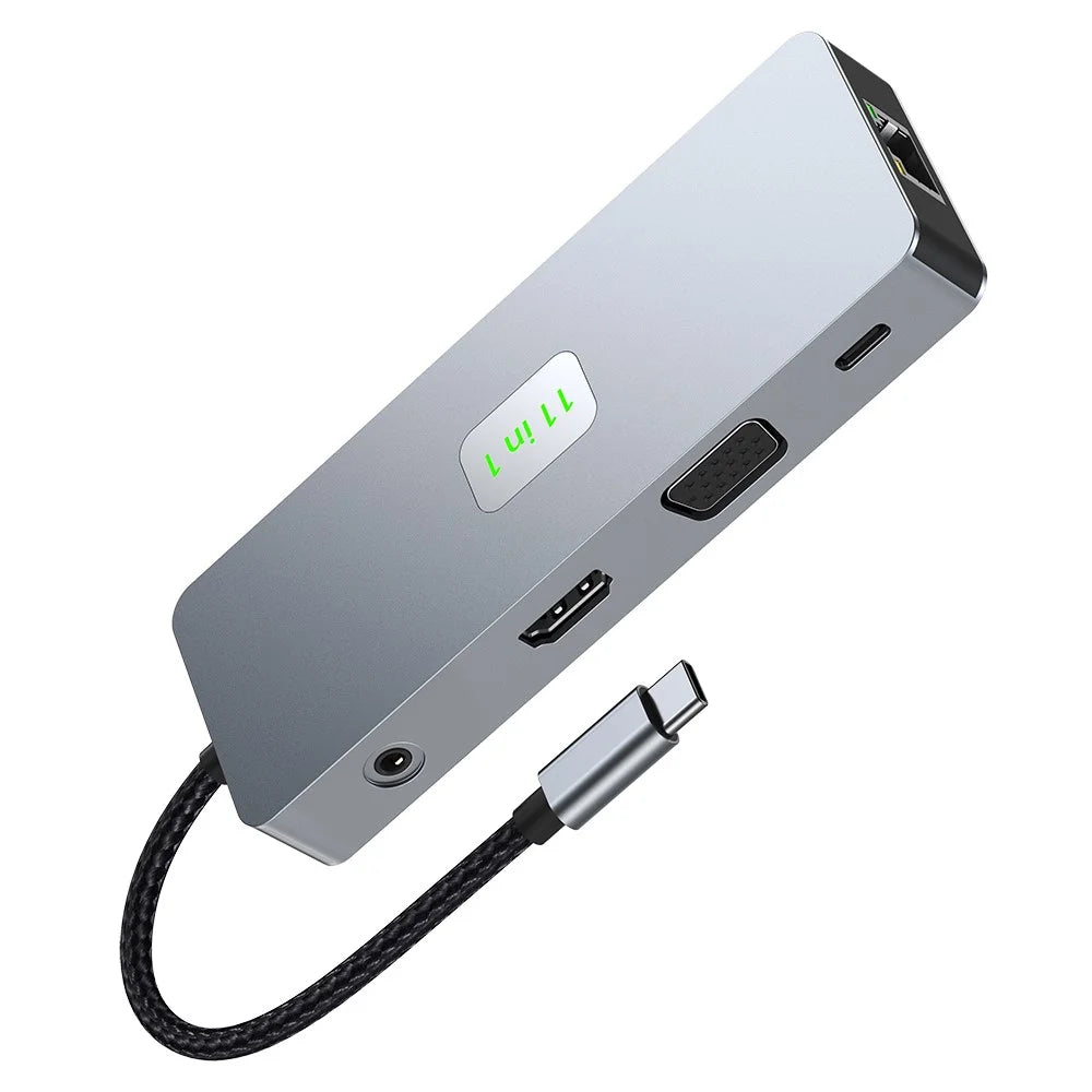 2411 Type-C Hub with 3xUSB 3.0+HD+VGA+2xCard Reader+PD 100W+RJ45 Ethernet+3.5mm AUX+USB-C - 2