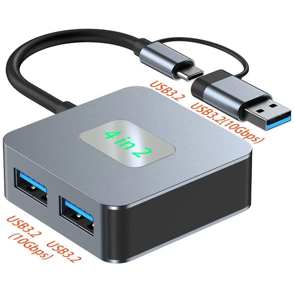 2320 USB+Type-C Expansion Hub to 4 X USB 3.2 Female Ports 10Gbps Data Transfer Adapter - 2