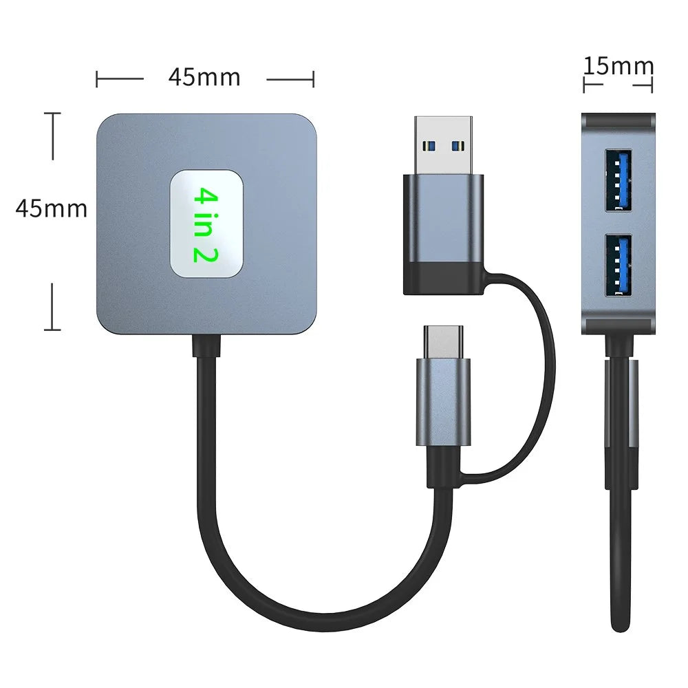 2320 USB+Type-C Expansion Hub to 4 X USB 3.2 Female Ports 10Gbps Data Transfer Adapter - 7