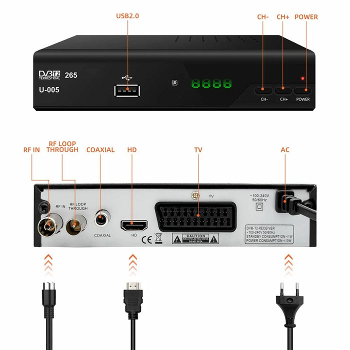 H265 DVB-T2 U-005 512MB 10Bit Smart Home TV Set-Top Box 1080P HD WiFi Media Player - US Plug - 7