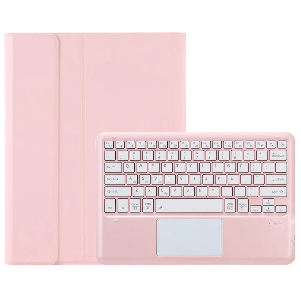 AM24-A For Lenovo Tab P12 Keyboard with Touchpad + Ultra-Thin Leather Tablet Cover - Pink - 1