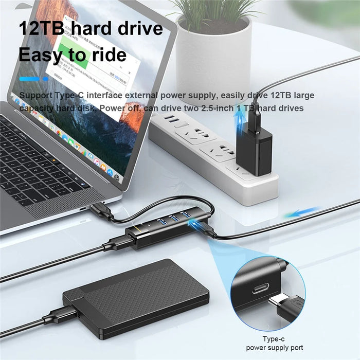MINDPURE US023 0.3m Type-C to USB 3.0 4-Port Hub High Speed Laptop Docking Station - 5