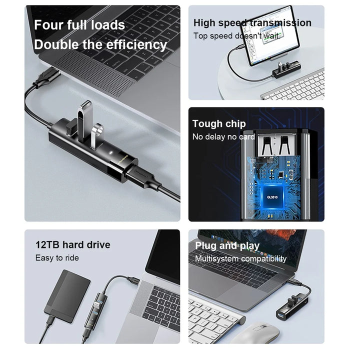 MINDPURE US022 1.5m USB-A to USB 3.0 4-Port Hub High Speed Data Transfer Laptop Docking Station - 3