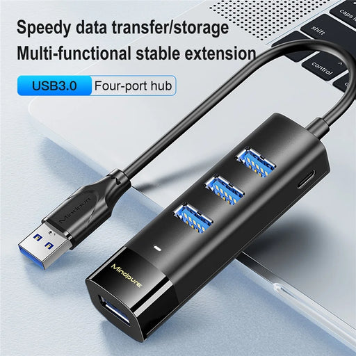 MINDPURE US022 0.3m USB-A to USB 3.0 4-Port Hub High Speed Data Transfer Laptop Docking Station - 2