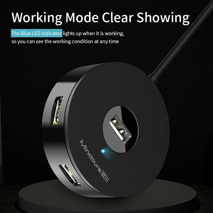 MINDPURE US018 1m USB to 4 X USB2.0 Docking Station Laptop Computer USB Hub Adapter - Black - 3