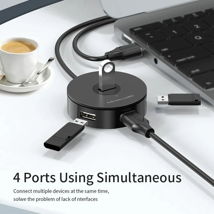 MINDPURE US018 1m USB to 4 X USB2.0 Docking Station Laptop Computer USB Hub Adapter - Black - 5