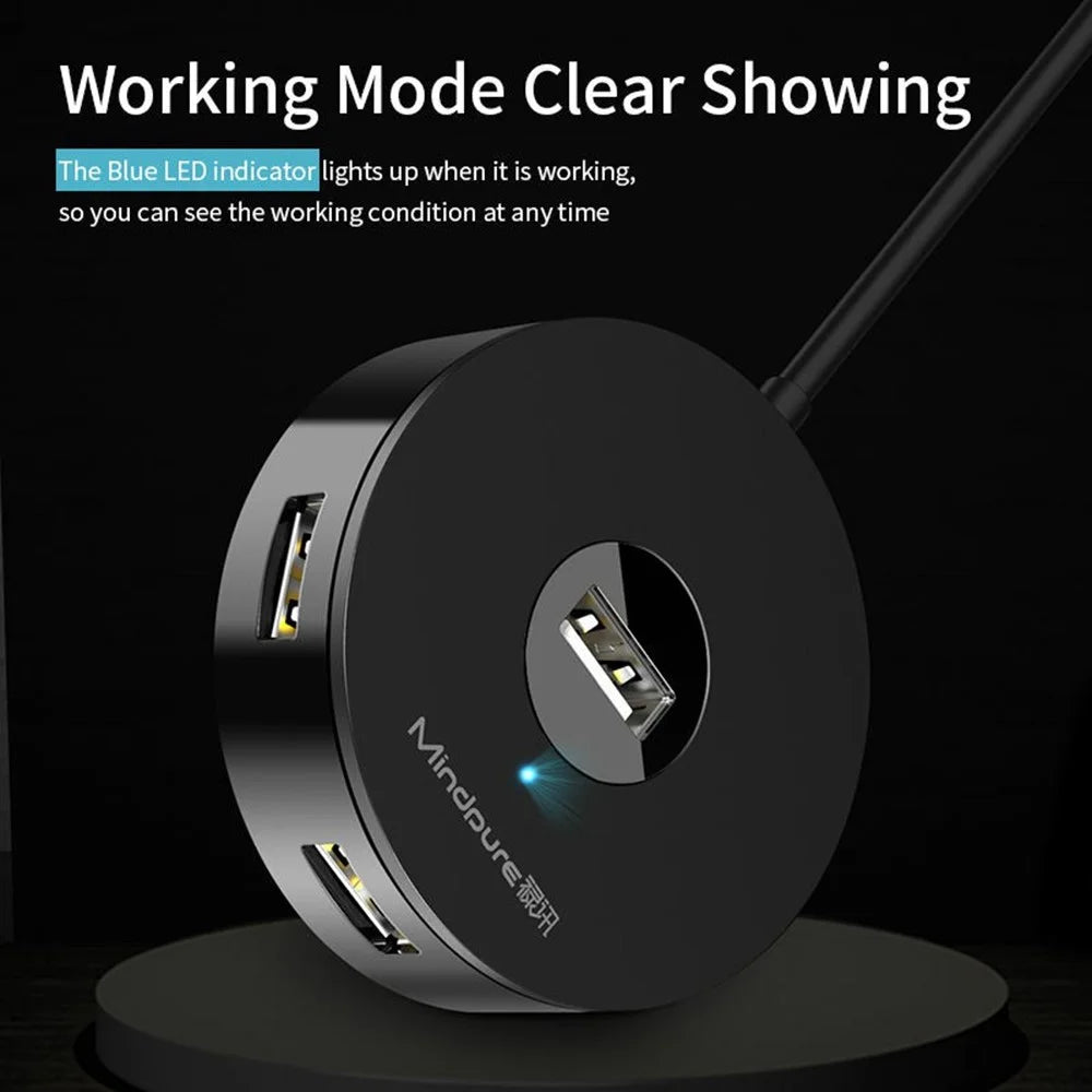MINDPURE US018 0.5m USB to 4 X USB2.0 Docking Station Laptop Computer USB Hub Adapter - Black - 3