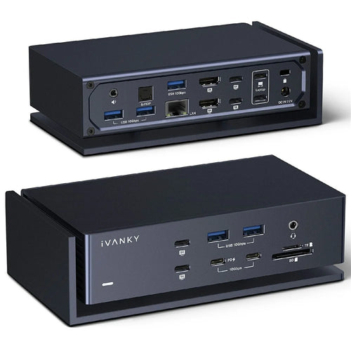 IVANKY 22-in-1 Quad Display 6K 60Hz Thunderbolt 4 Docking Station for MacBook Pro, USB-A + Type-C + RJ45 + 3.5mm Audio Port - EU Plug - 1