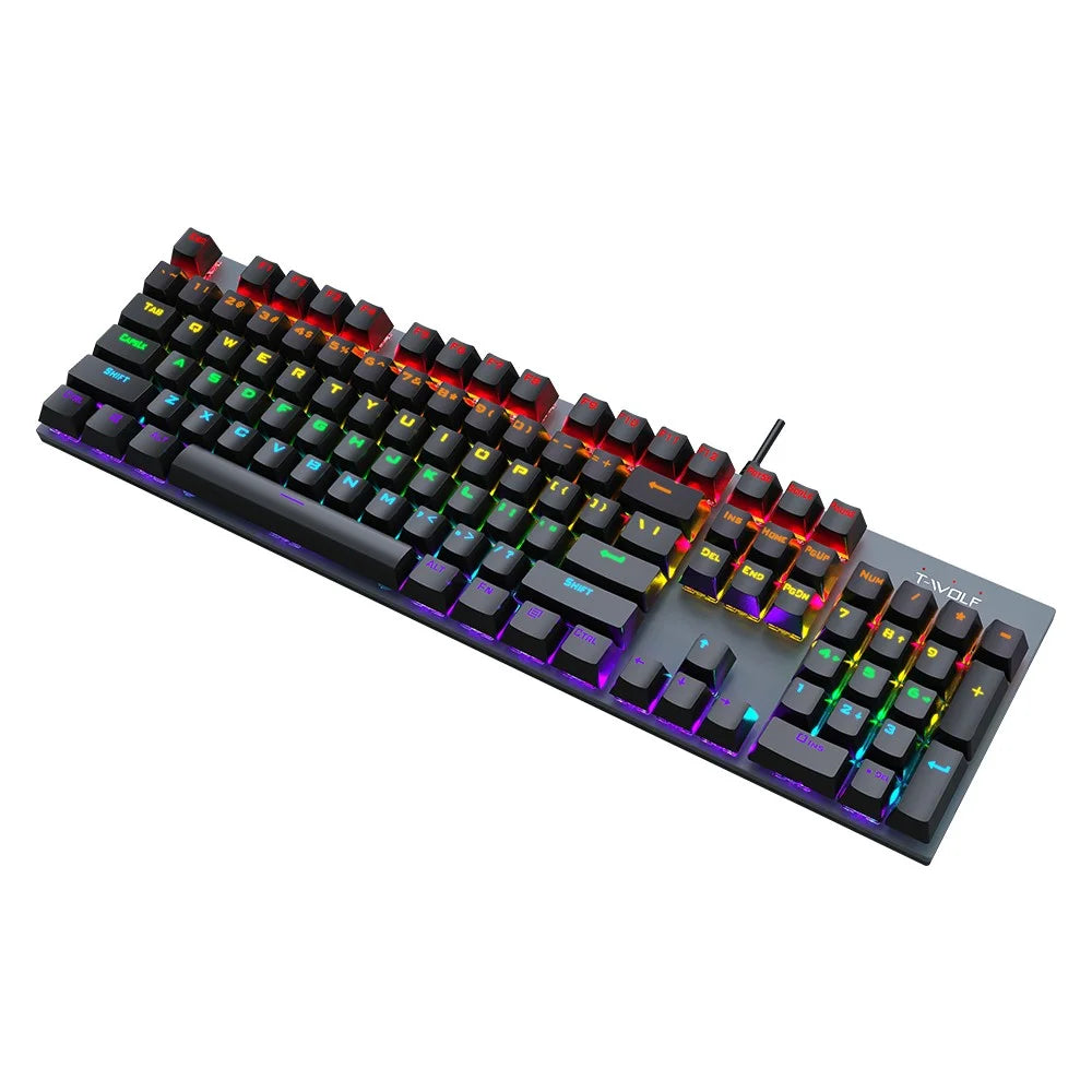 T-WOLF T17 USB Wired Keyboard 104-Key Color Backlit Computer Gaming Mechanical Keyboard - 2
