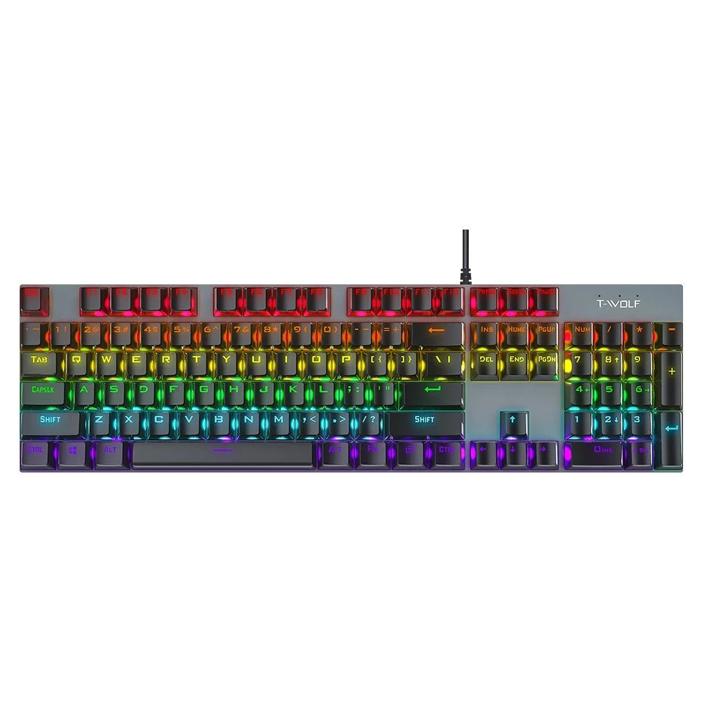 T-WOLF T17 USB Wired Keyboard 104-Key Color Backlit Computer Gaming Mechanical Keyboard - 3