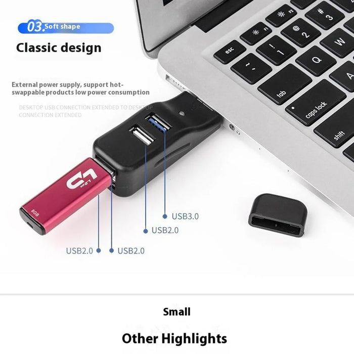 HUB19 Duckbill Shape Mini USB Splitter 4-port USB Hub Extender, USB3.0x1 + USB2.0x3 - 4