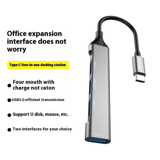 DUDAO A16T 4-Port USB Hub Aluminum Alloy Docking Station, 3x USB 2.0 + 1x USB 3.0 Ports - Type-C Port - 2