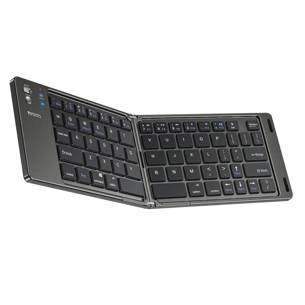 YESIDO KB27 Ultra Slim Mini Two-Fold Bluetooth-compatible Keyboard for Macos Windows Ios, English + Arabic - 1