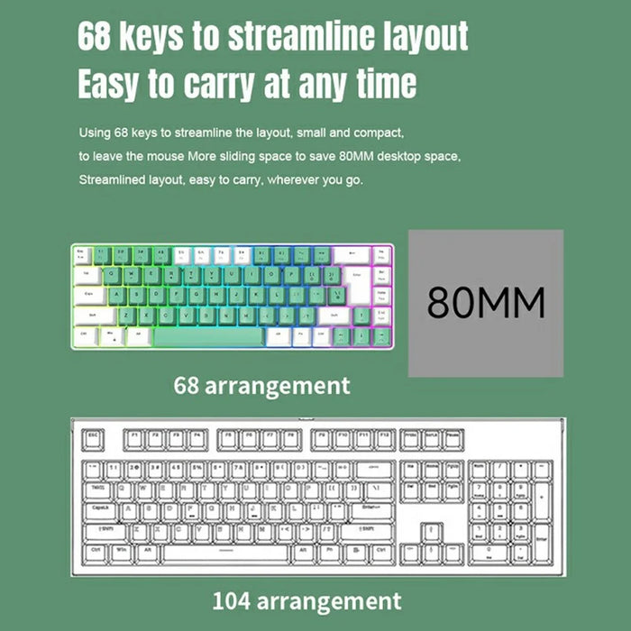Y-FRUITFUL K701 68 Keys Wired Keyboard with RGB Light Mechanical Gaming Keyboard - White+Grey - 3