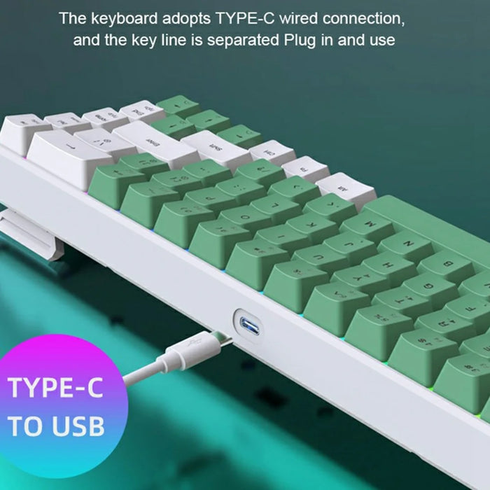 Y-FRUITFUL K701 68 Keys Wired Keyboard with RGB Light Mechanical Gaming Keyboard - White+Grey - 6