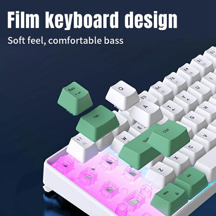 Y-FRUITFUL K701 68 Keys Wired Keyboard with RGB Light Mechanical Gaming Keyboard - White+Grey - 7